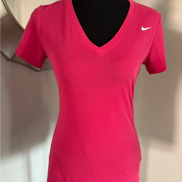 Nike Pink Short Sleeve V-Neck Tee - Picture 1 of 4